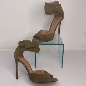 Samuele Failli Sz 8.5 Olive Green Suede Sandals